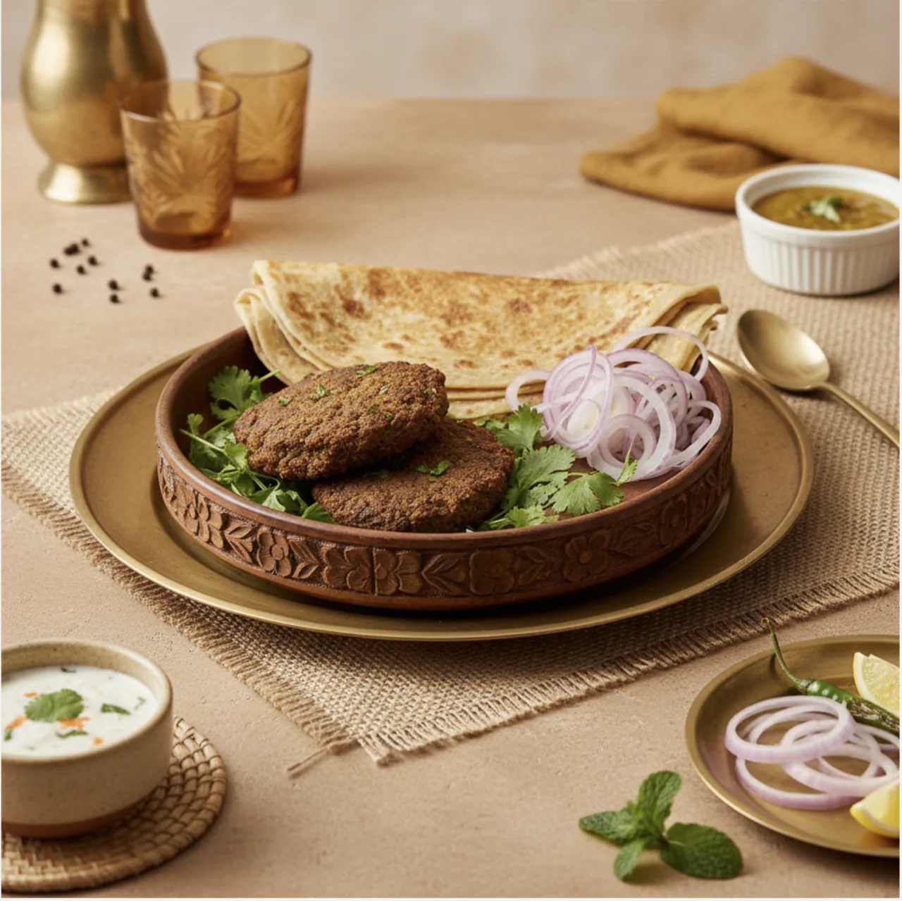 Bel Patra, goulati kebab menu photo, north indian & kebabs food photography by Pleny