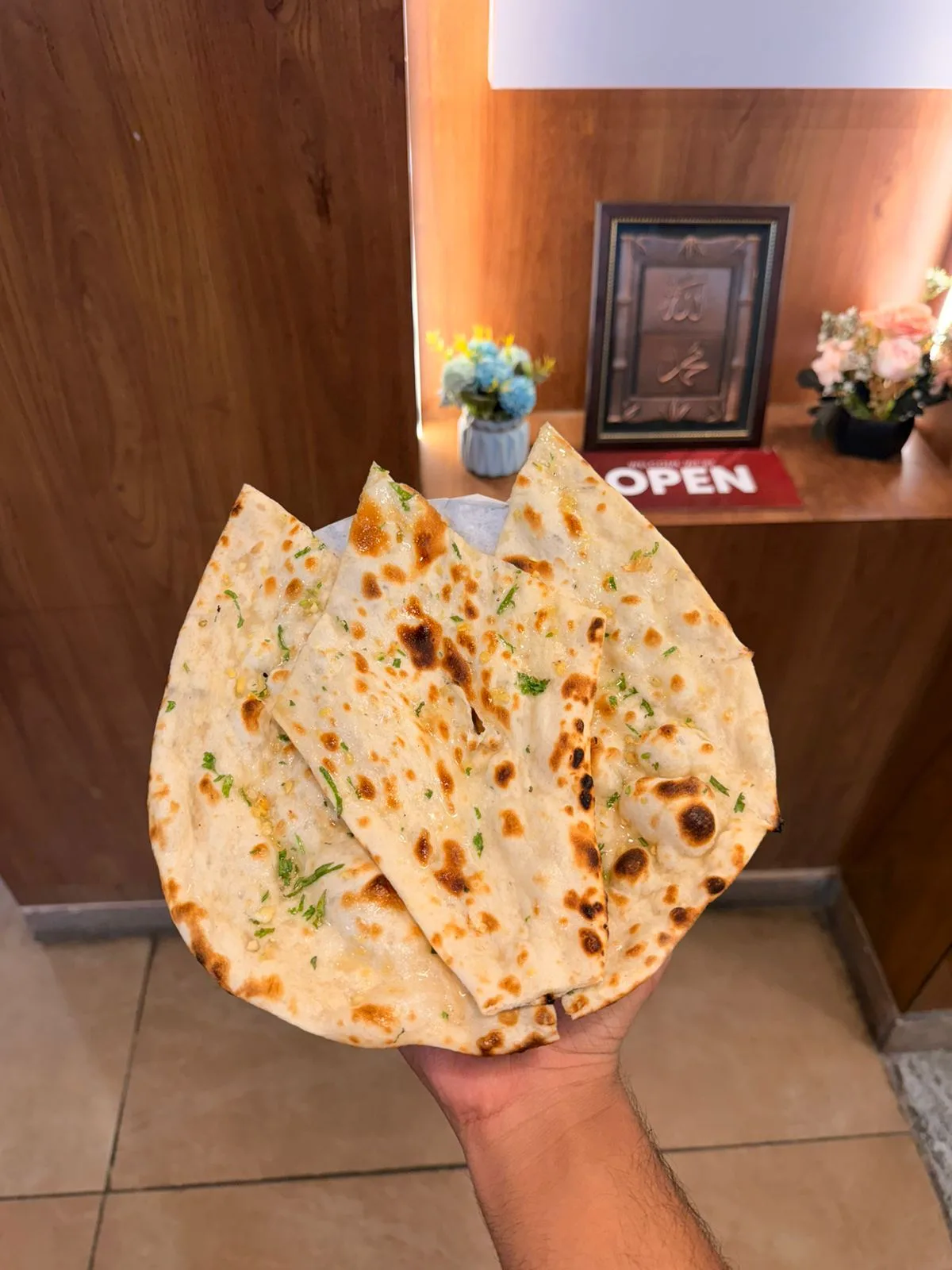Butter garlic naan Before