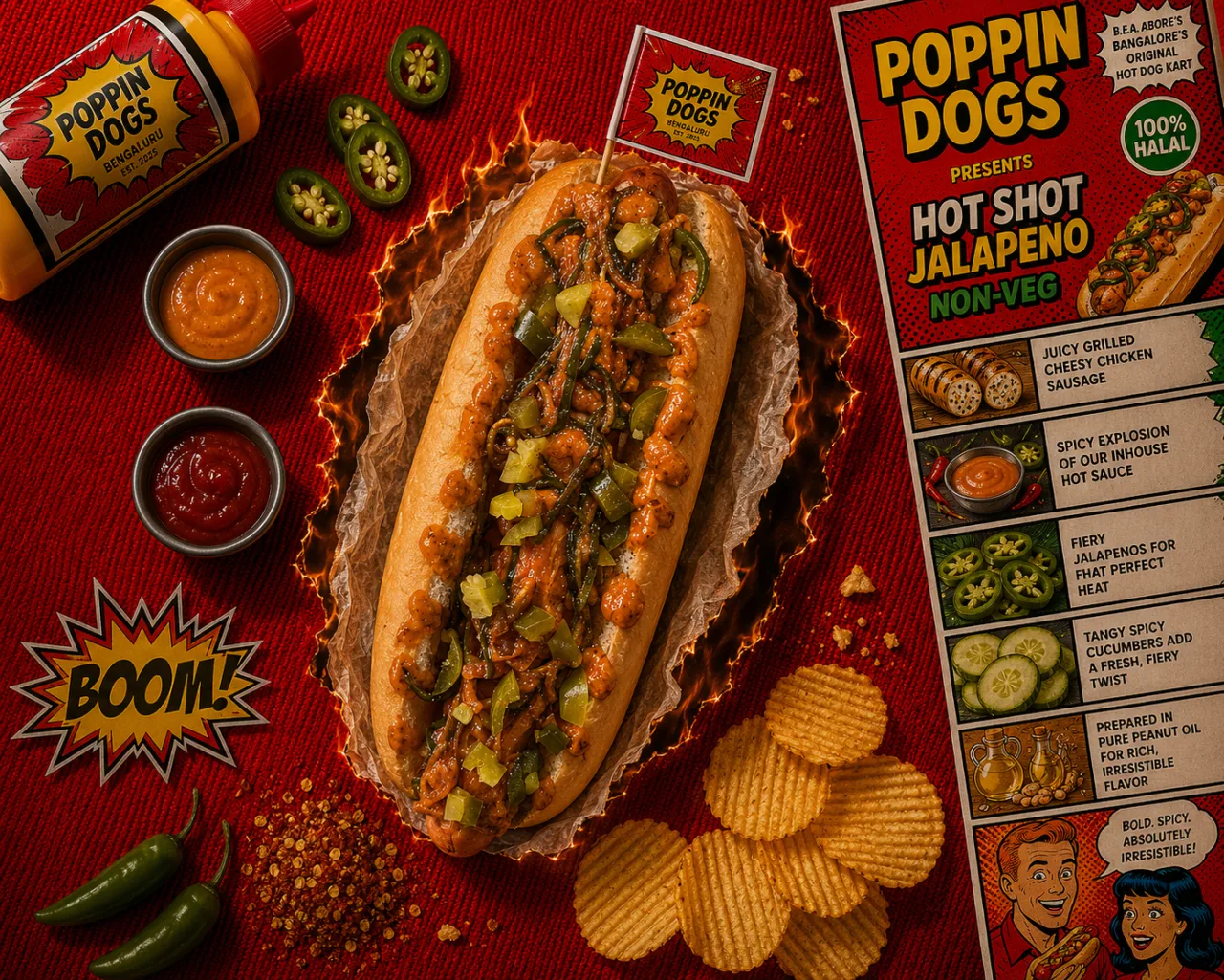 Hot shot jalapeño, loaded hot dogs food photography by Pleny