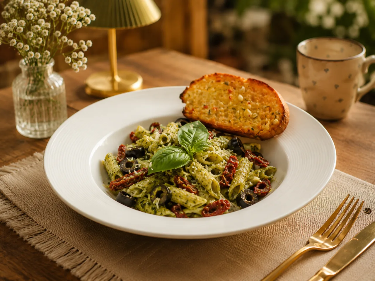 Pesto penne pasta After