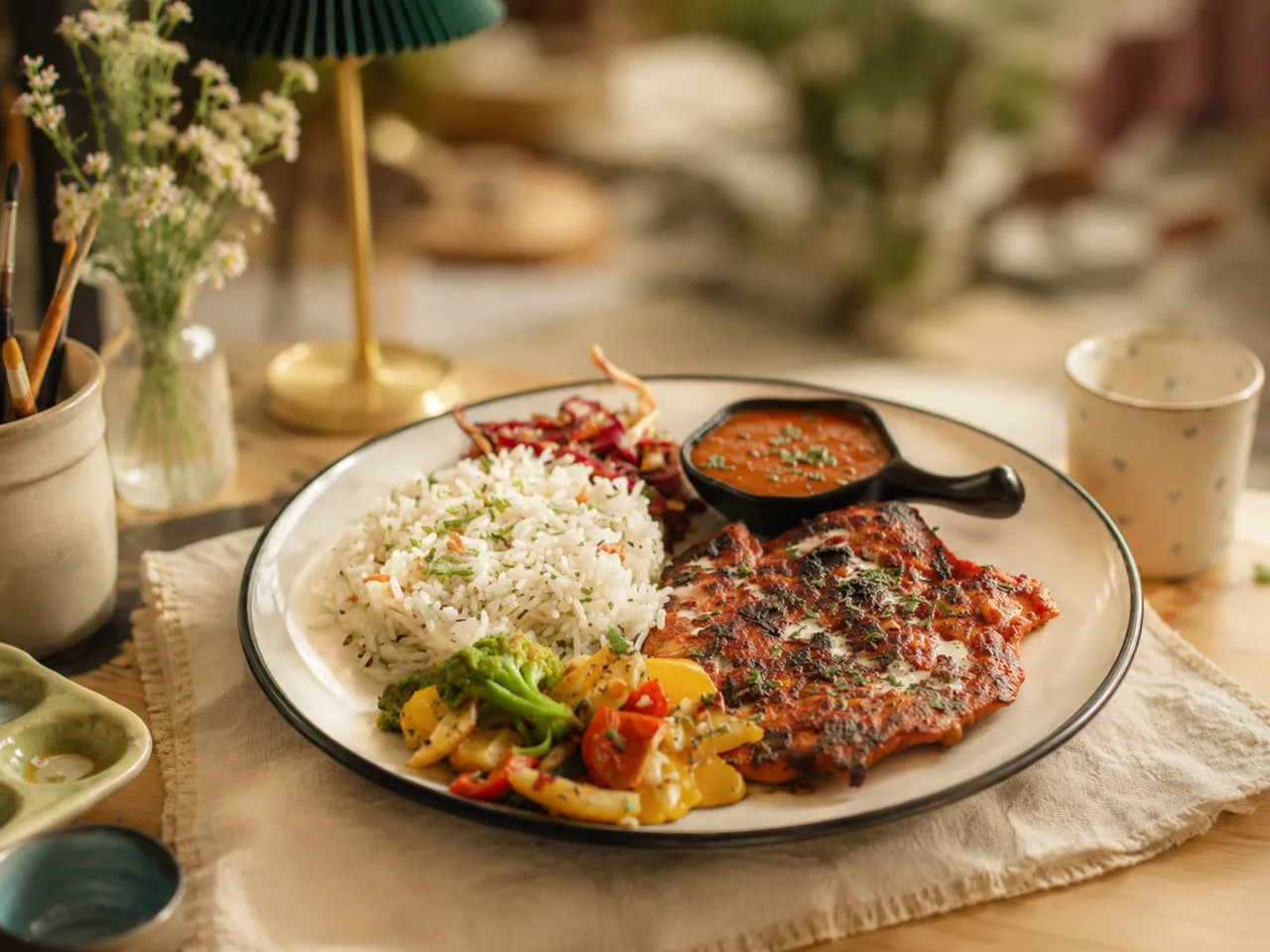 Tandoori chicken steak, makhani sauce After