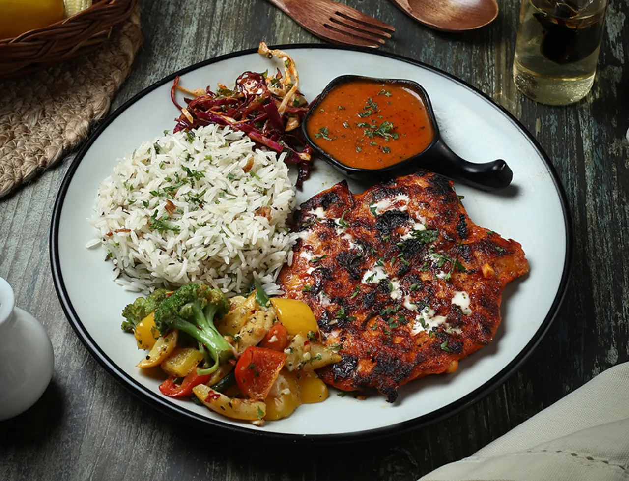 Tandoori chicken steak, makhani sauce Before