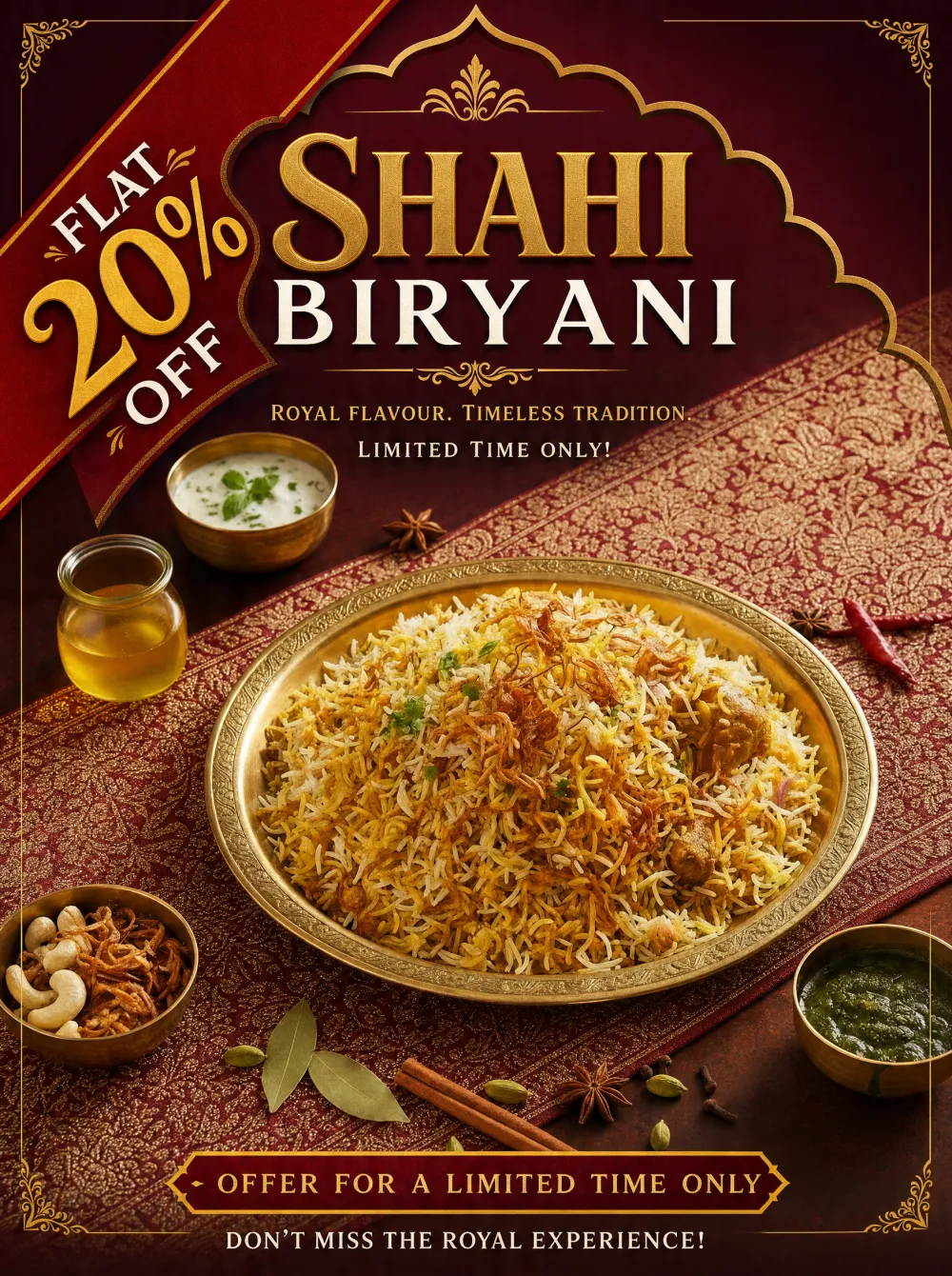 Biryani limited-time-offer poster generated from the dish photo