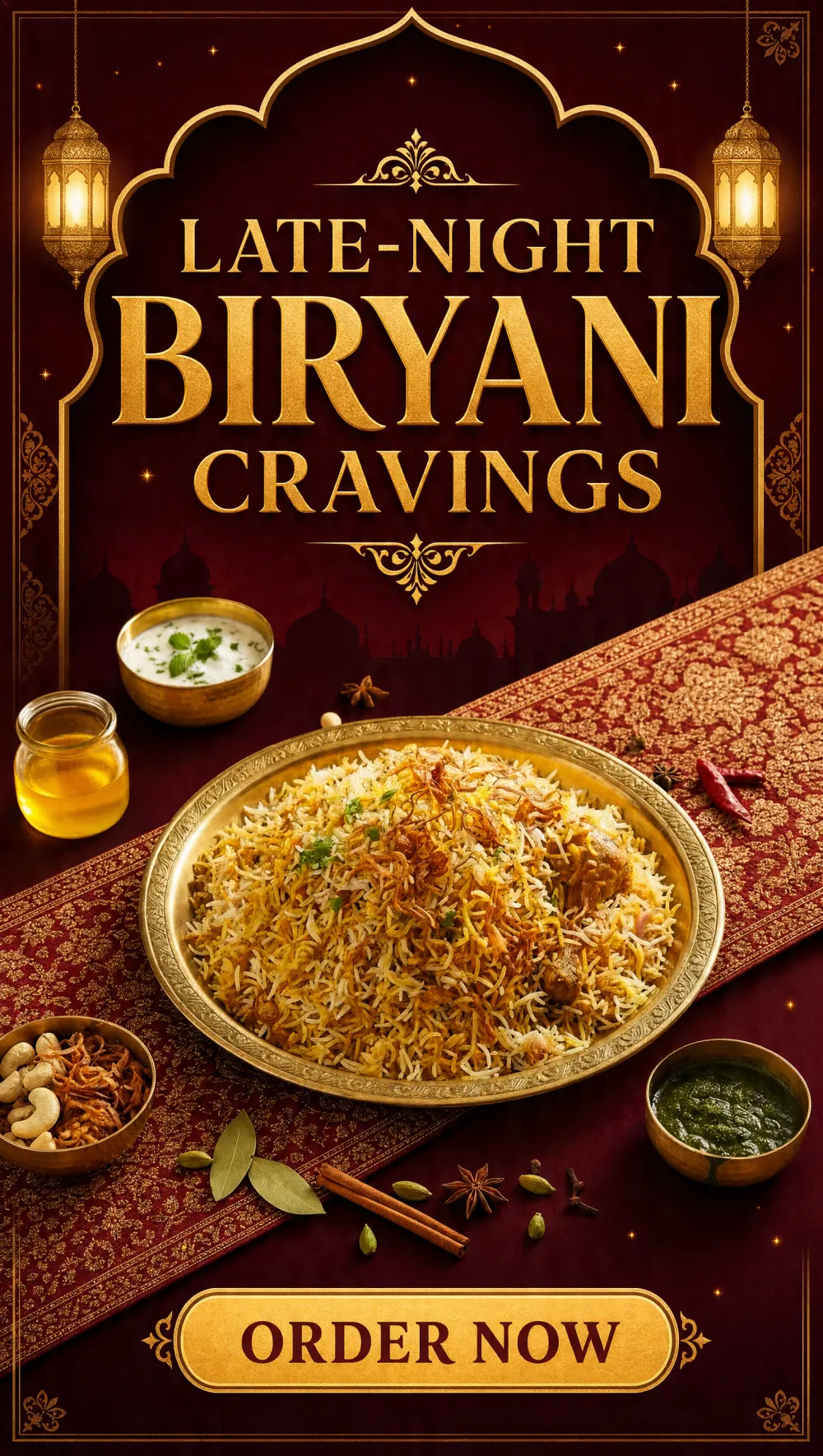 Biryani social-story poster generated from the dish photo