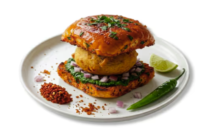 Vada pav, phone shot, before Pleny