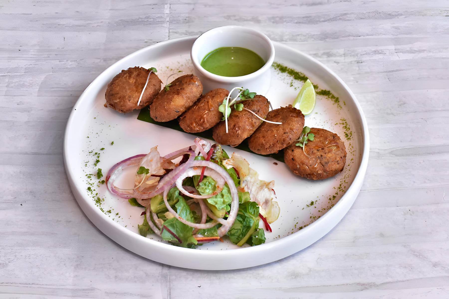 Clean modern multi-cuisine casual-dining, supporting dish in this style