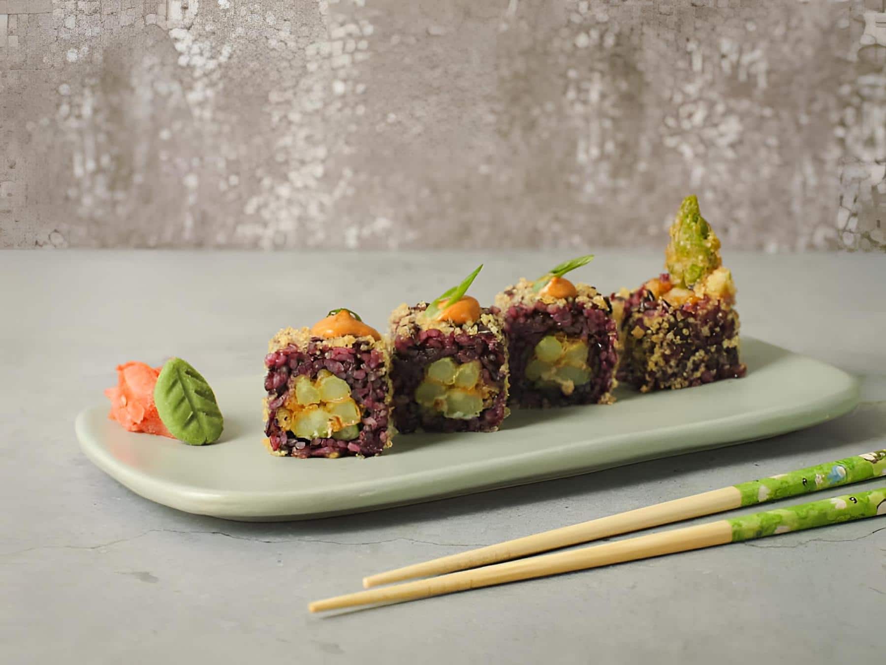 Earthy-modern vegan wellness cafe, supporting dish in this style