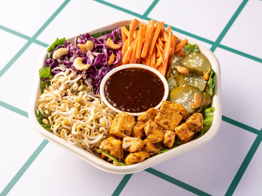 Bright modern healthy cafe, supporting dish in this style