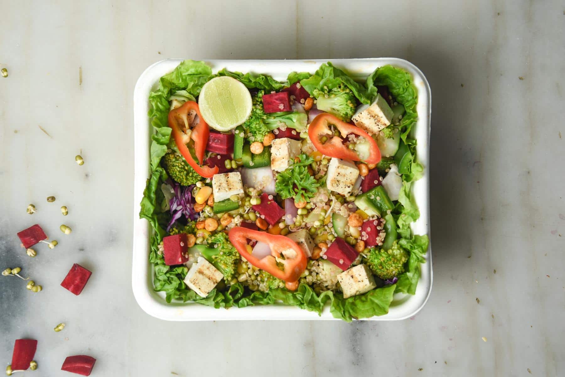 Modern clean-eating restaurant, supporting dish in this style